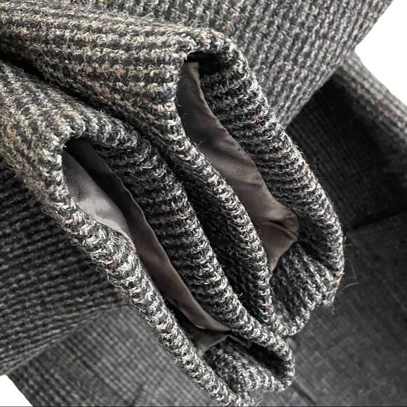 HARRIS TWEED Vintage Hand Woven Wool Sports Coat Jacket Blazer Black Gray 42R - Picture 8 of 11